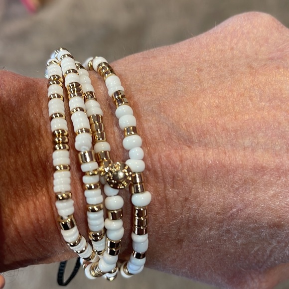 Jcrew white and gold stretch bracelet nwt - Picture 2 of 3